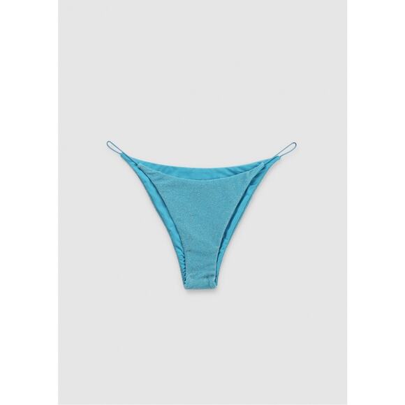 Its Now Cool String Bikini Bottoms in Turquoise Lurex Blue Shimmery Size XS - Picture 1 of 10